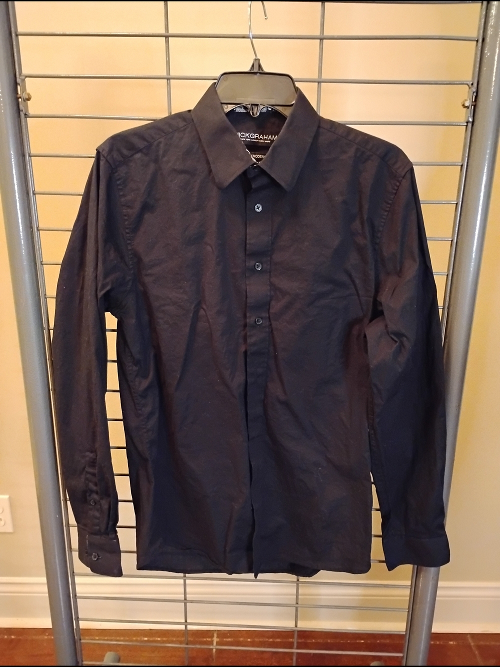 Nick Graham Mens Navy Blue Long Sleeve Dress‎ Shirt Point Collar Polished Slim